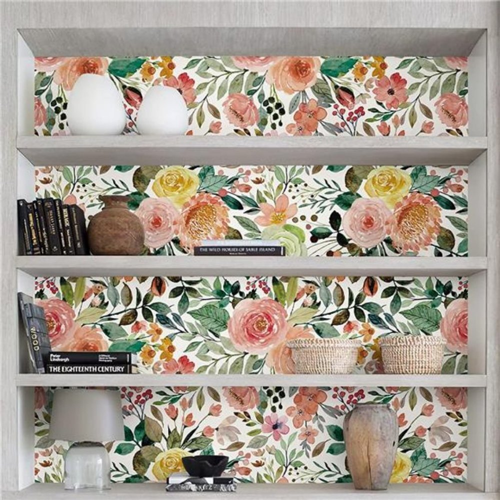 Peel & Stick Floral Wallpaper Rose Peony 17.7x118 ft